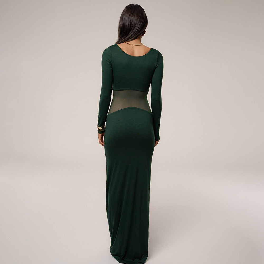 Elegant maxi dress with mesh design - LILI