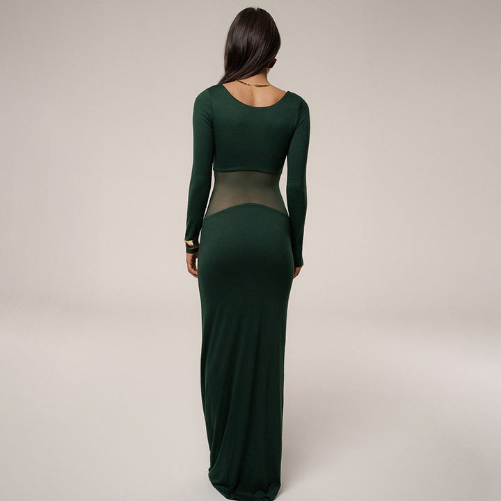 Elegant maxi dress with mesh design - LILI