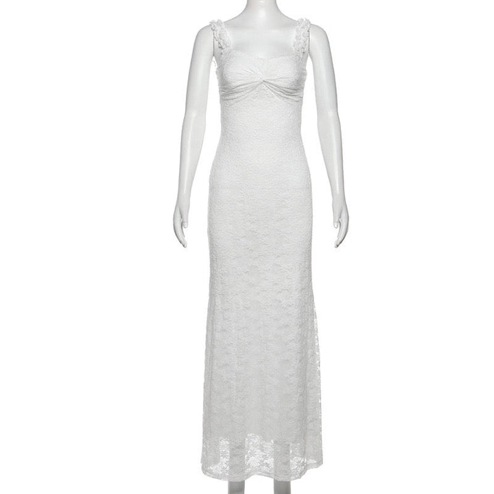 Off-the-shoulder maxi dress with a lace design - LINI