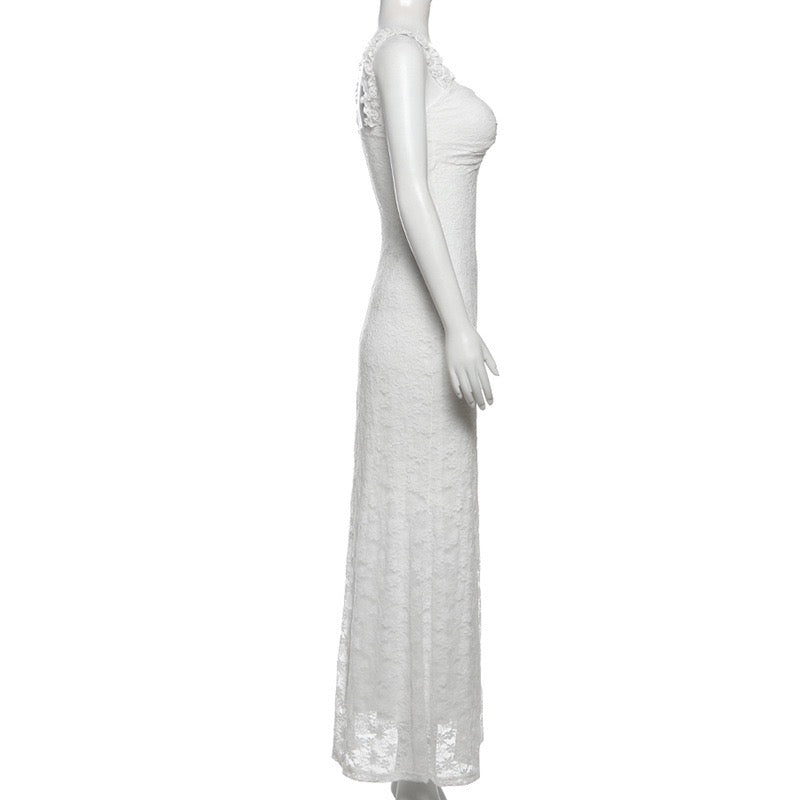 Off-the-shoulder maxi dress with a lace design - LINI