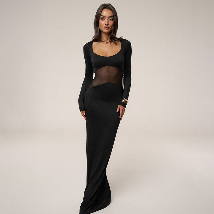 Elegant maxi dress with mesh design - LILI