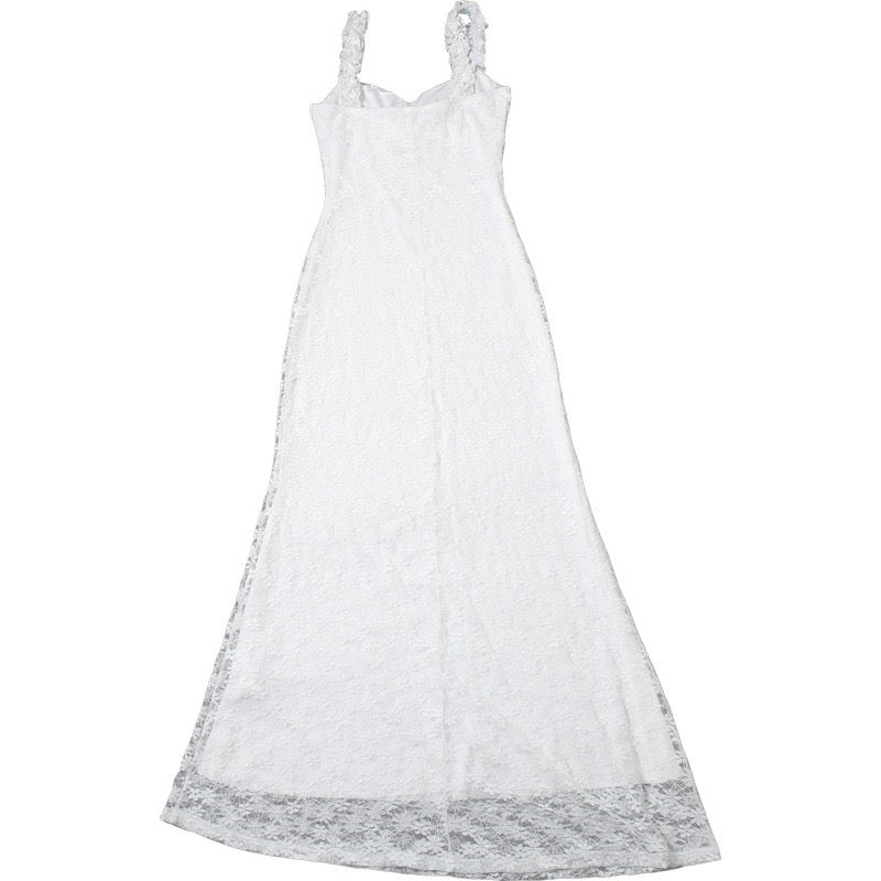 Off-the-shoulder maxi dress with a lace design - LINI