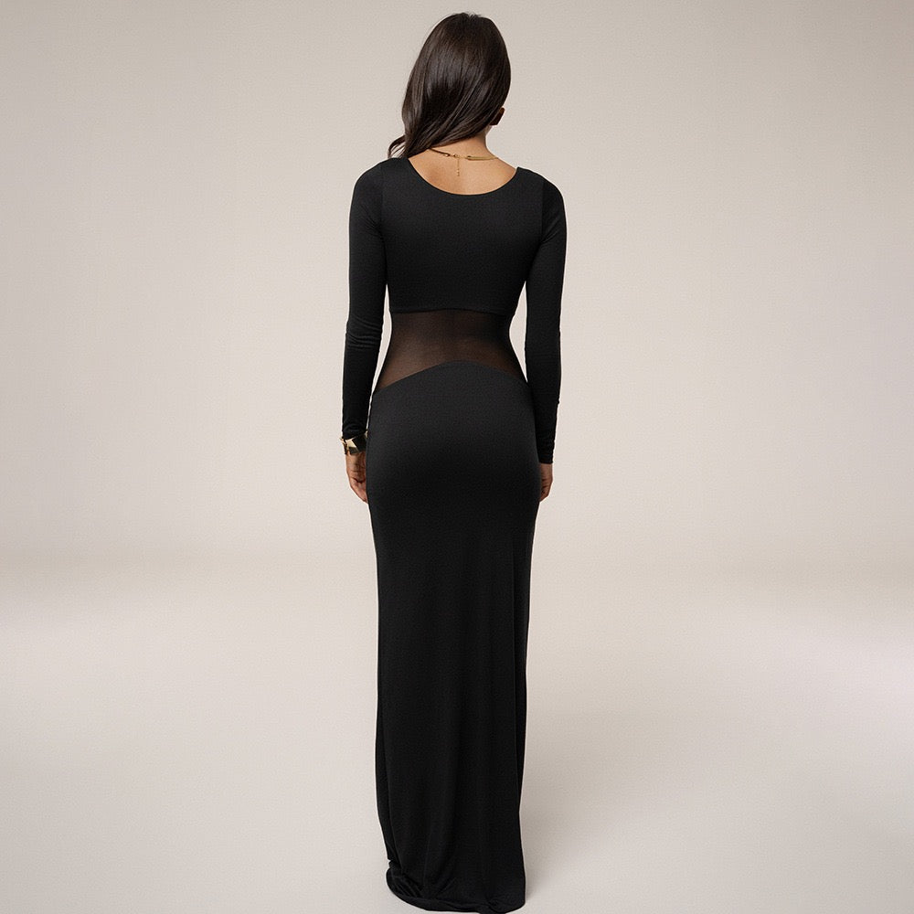 Elegant maxi dress with mesh design - LILI