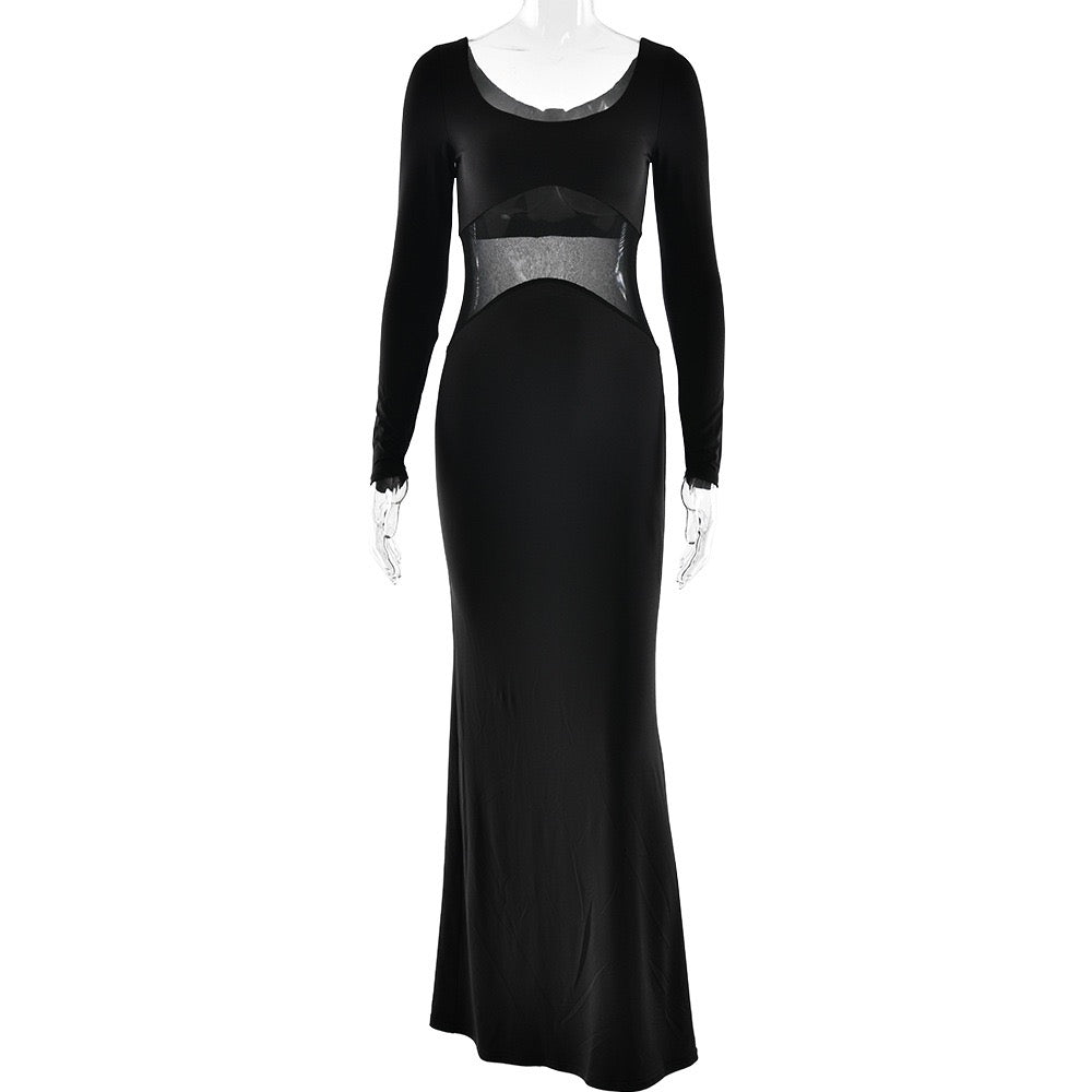 Elegant maxi dress with mesh design - LILI