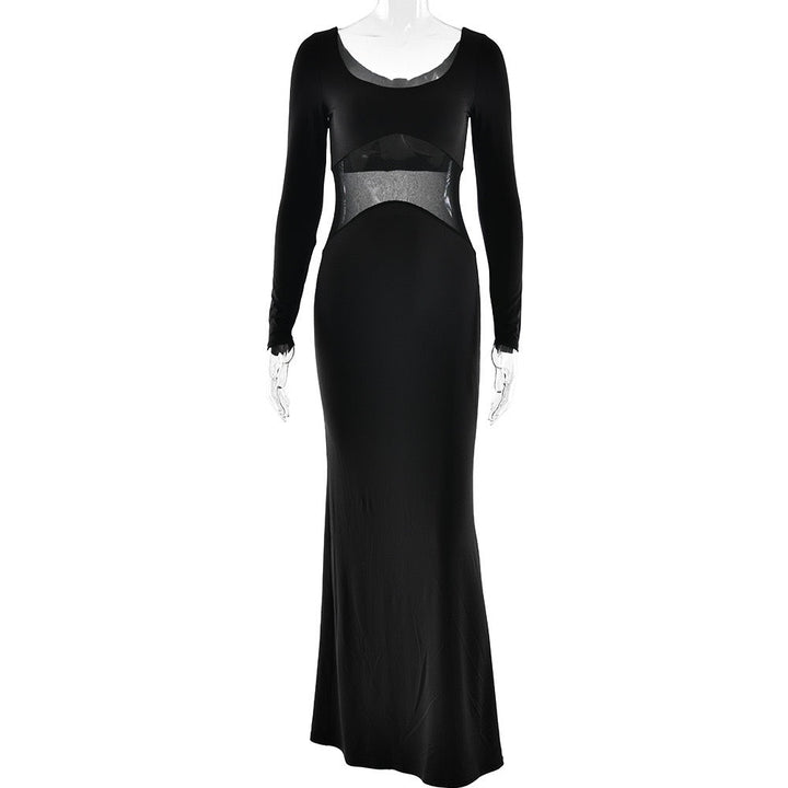 Elegant maxi dress with mesh design - LILI