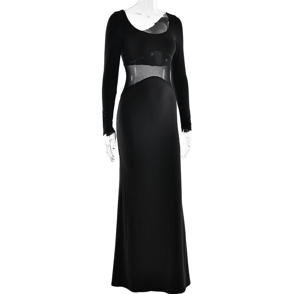 Elegant maxi dress with mesh design - LILI