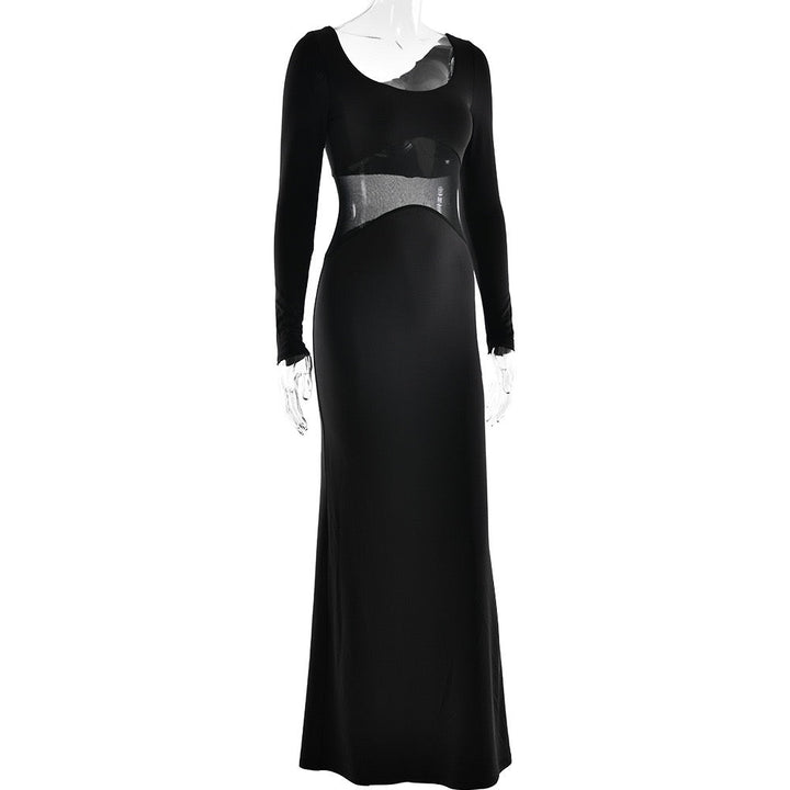 Elegant maxi dress with mesh design - LILI
