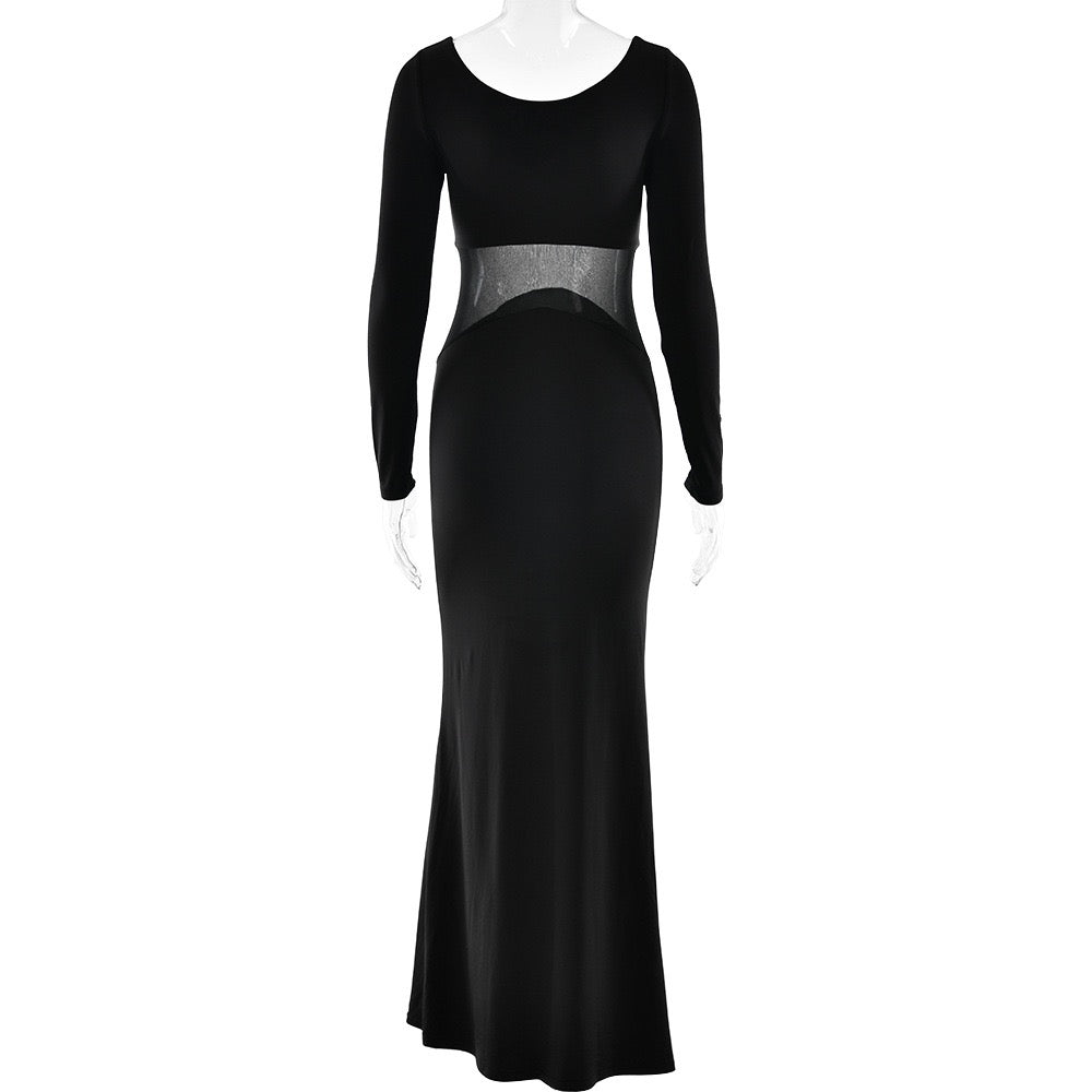 Elegant maxi dress with mesh design - LILI