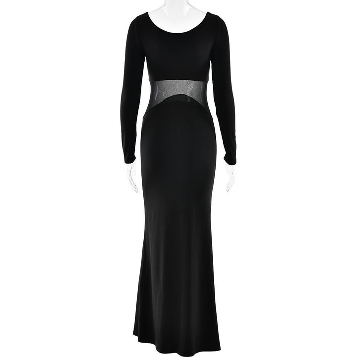 Elegant maxi dress with mesh design - LILI
