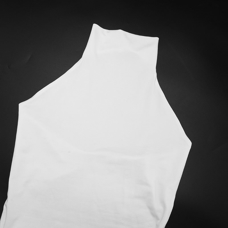 Mini Dress with Collar, Open Back, and Cross Pleated Design - Sheli