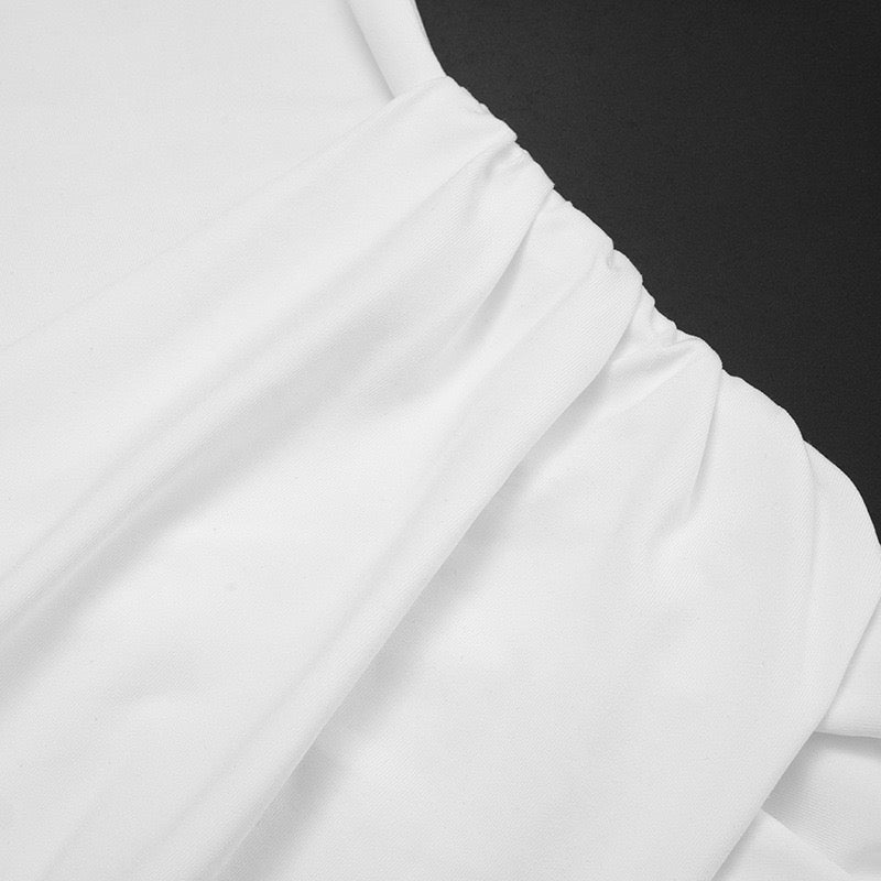 Mini Dress with Collar, Open Back, and Cross Pleated Design - Sheli