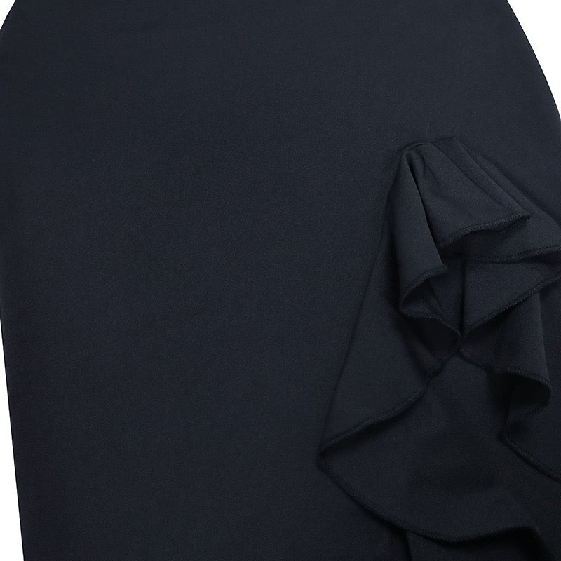 Strapless ruffled maxi dress with a slit design – Rona