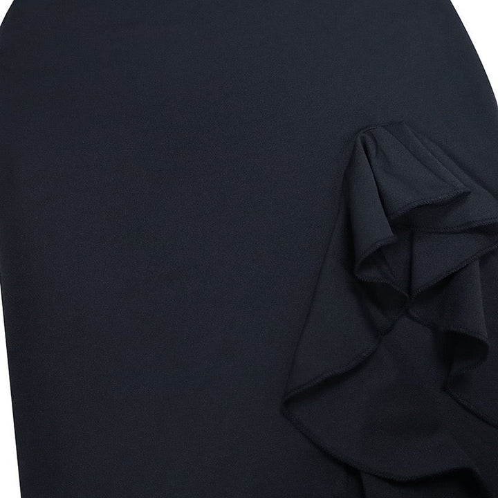 Strapless ruffled maxi dress with a slit design – Rona