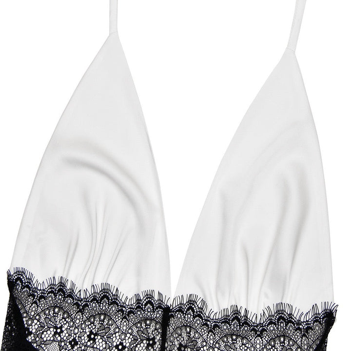 Mini satin dress with lace design - Laor