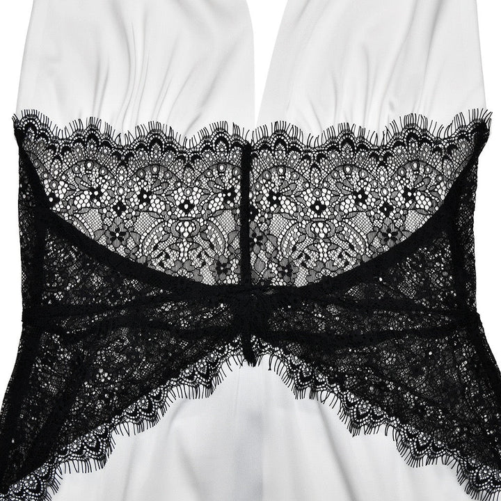 Mini satin dress with lace design - Laor