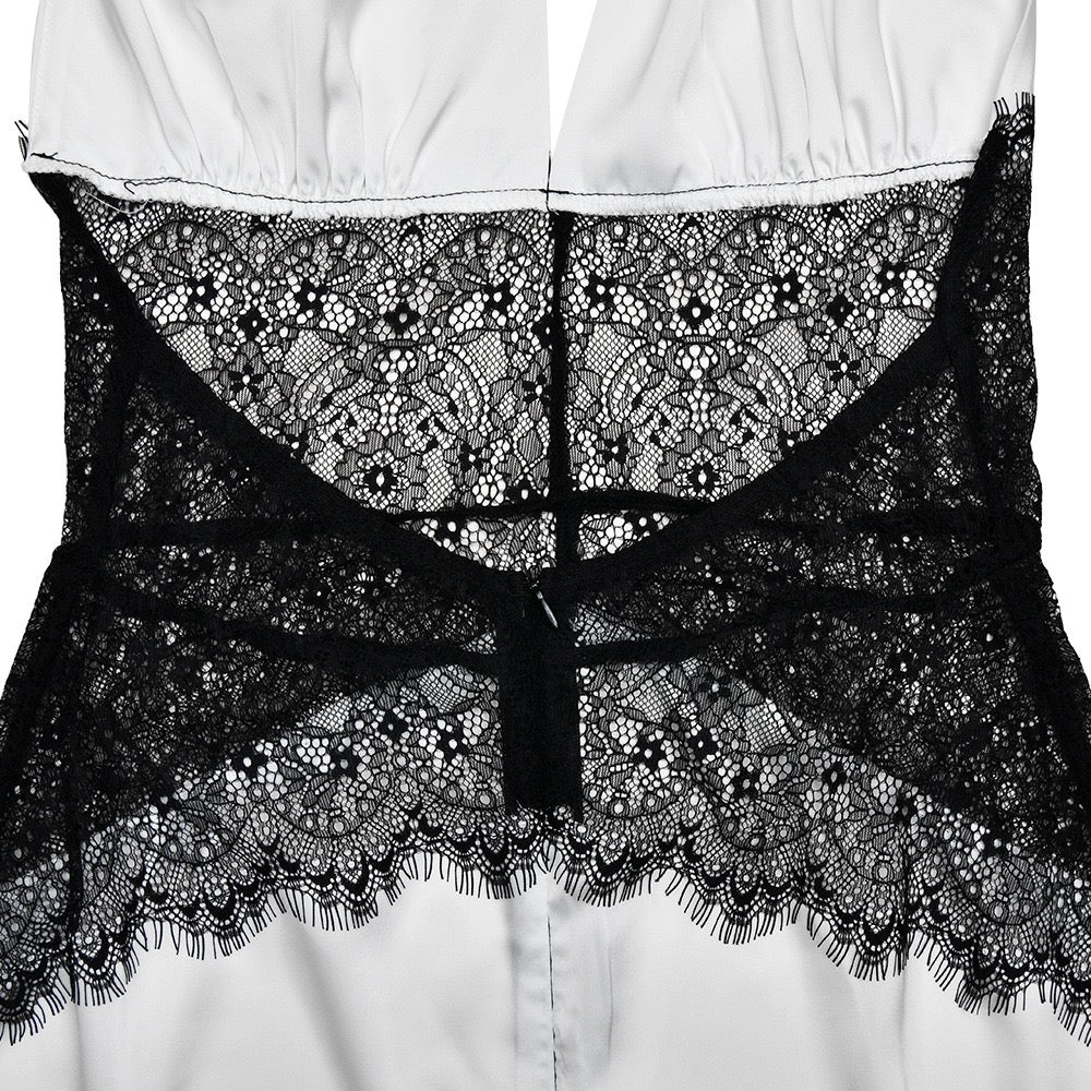 Mini satin dress with lace design - Laor