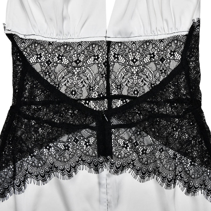 Mini satin dress with lace design - Laor