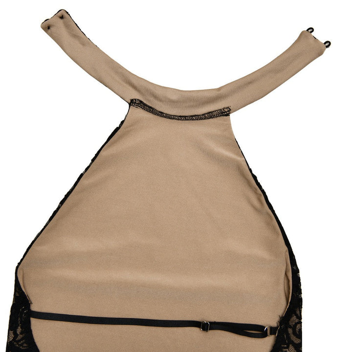 Long opaque lace jumpsuit with a halter neckline and open-back design - Sial