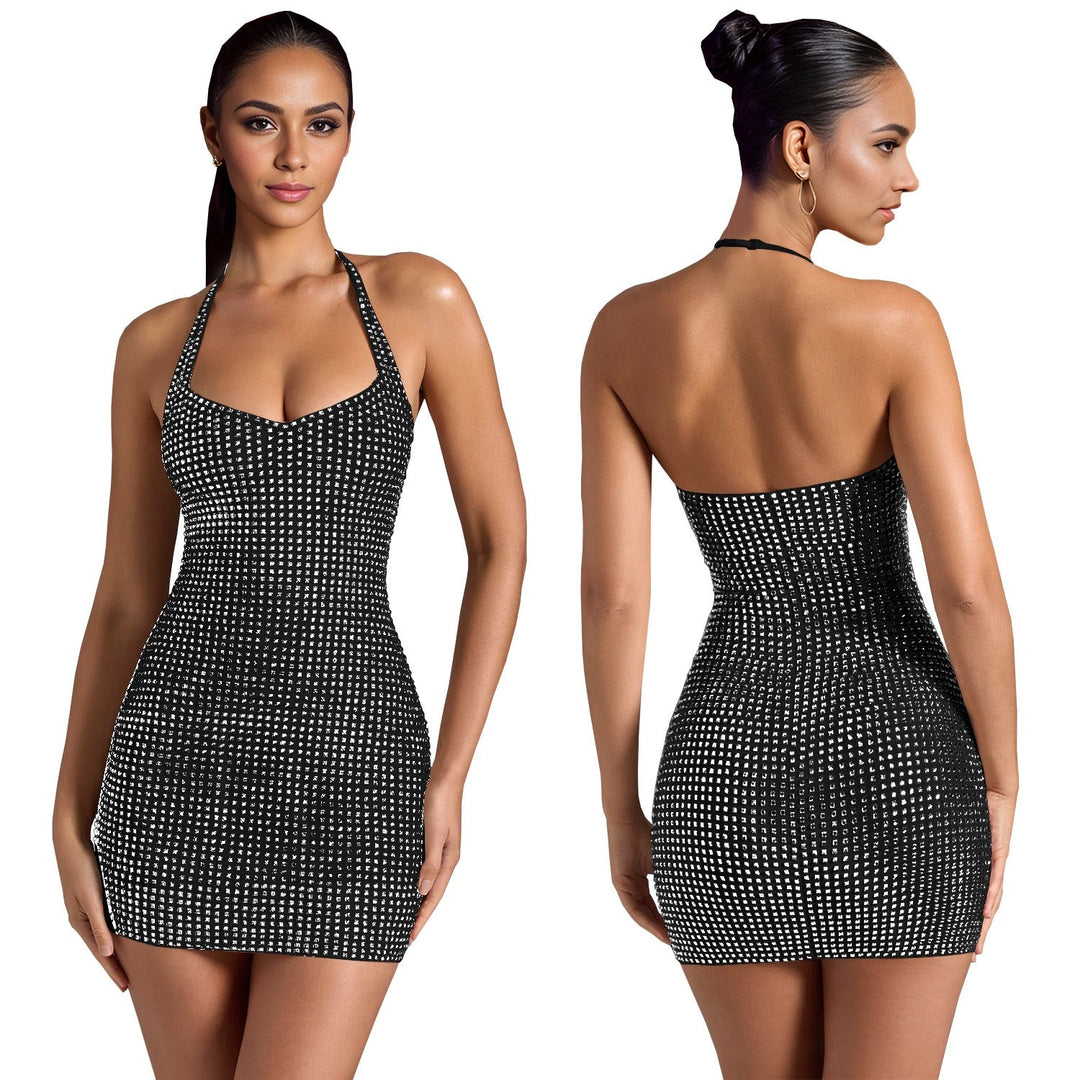 Mini Dress with Sparkling Sequins and Open Back - Sheina