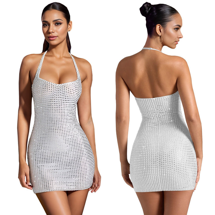 Mini Dress with Sparkling Sequins and Open Back - Sheina