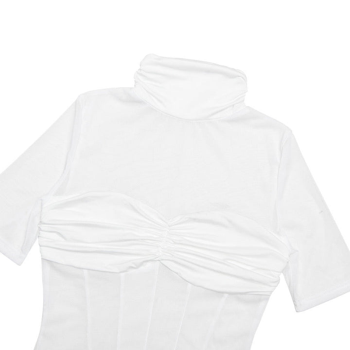 Midi turtleneck dress with mesh and corset design - Sean