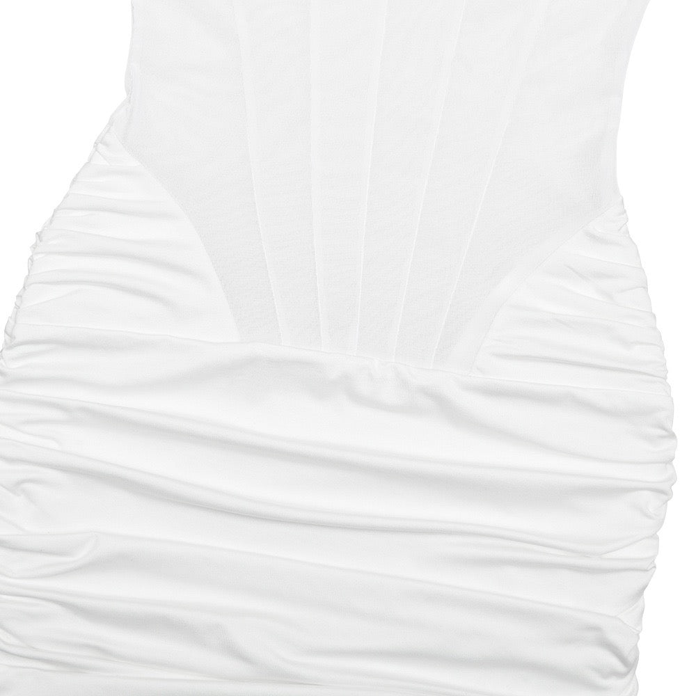 Midi turtleneck dress with mesh and corset design - Sean