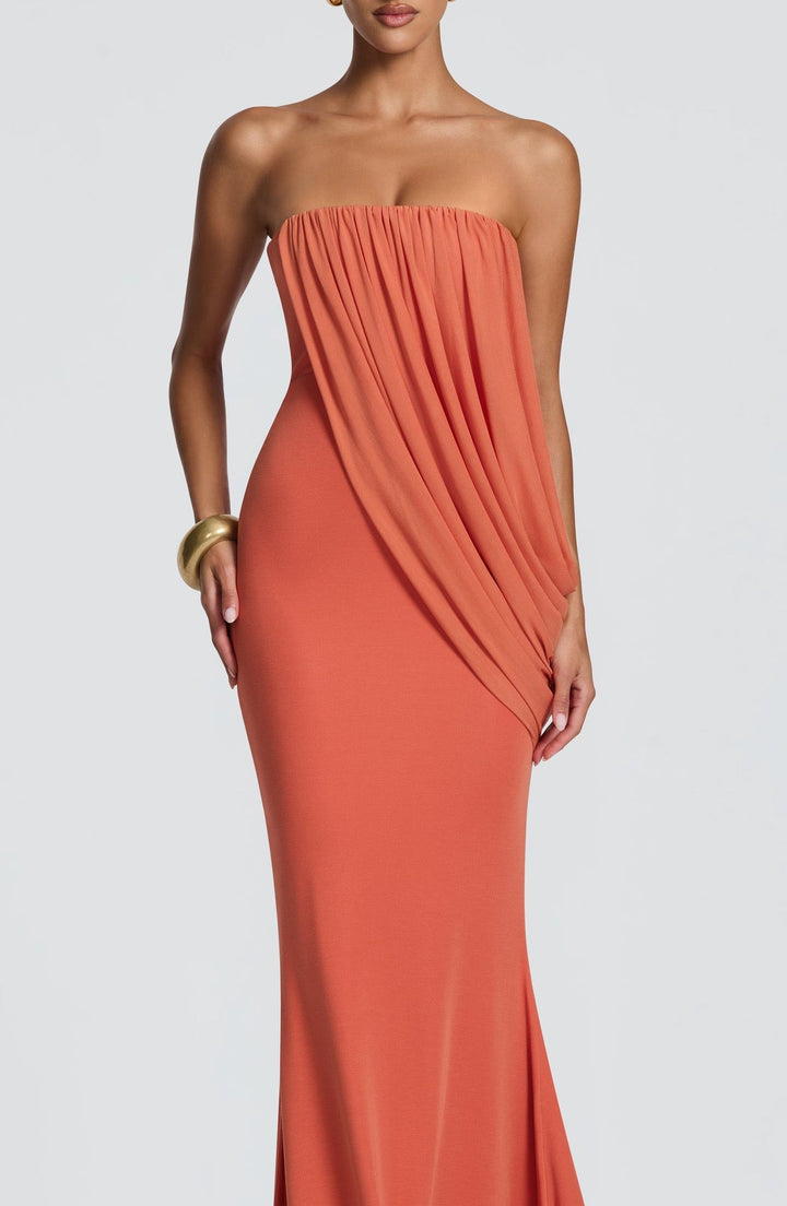 Strapless maxi dress with pleat detailing – Ronili