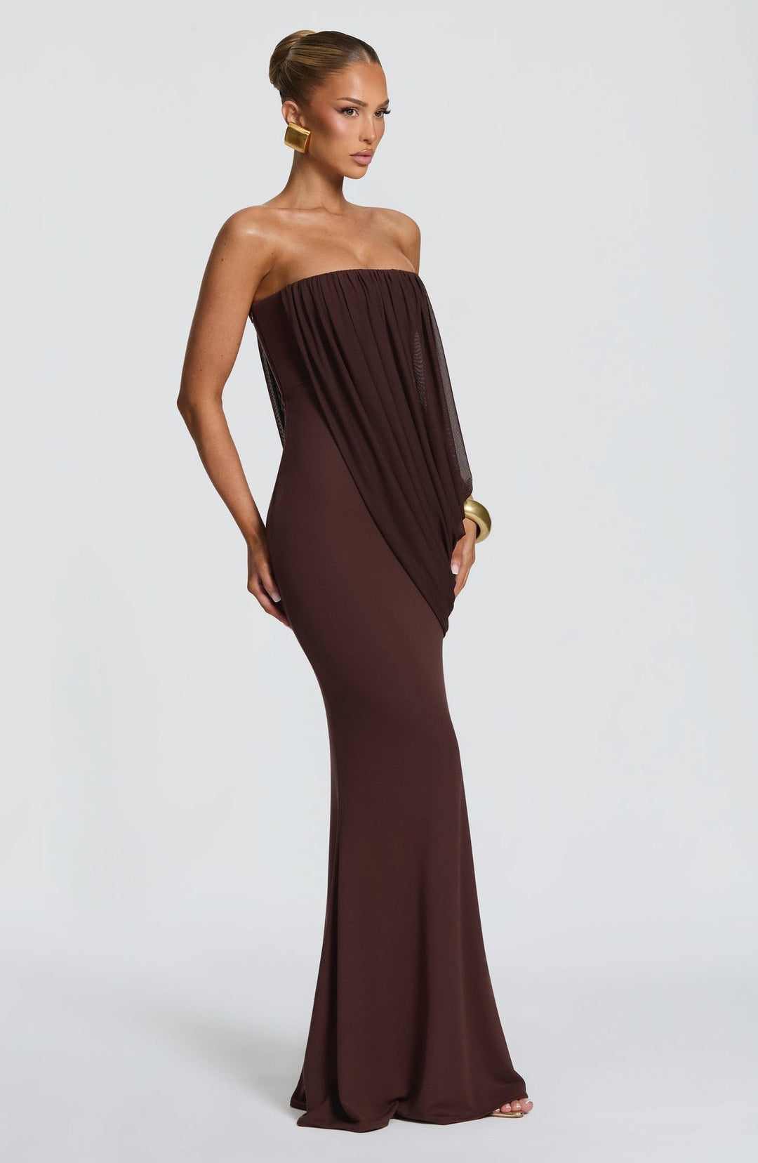 Strapless maxi dress with pleat detailing – Ronili