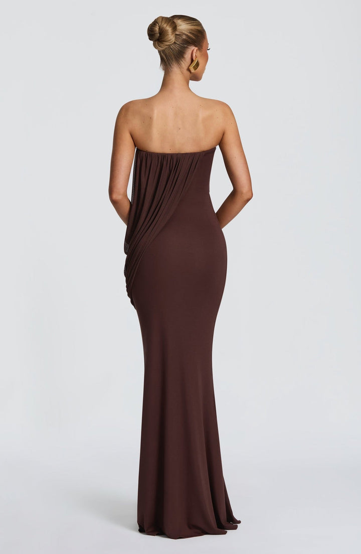 Strapless maxi dress with pleat detailing – Ronili