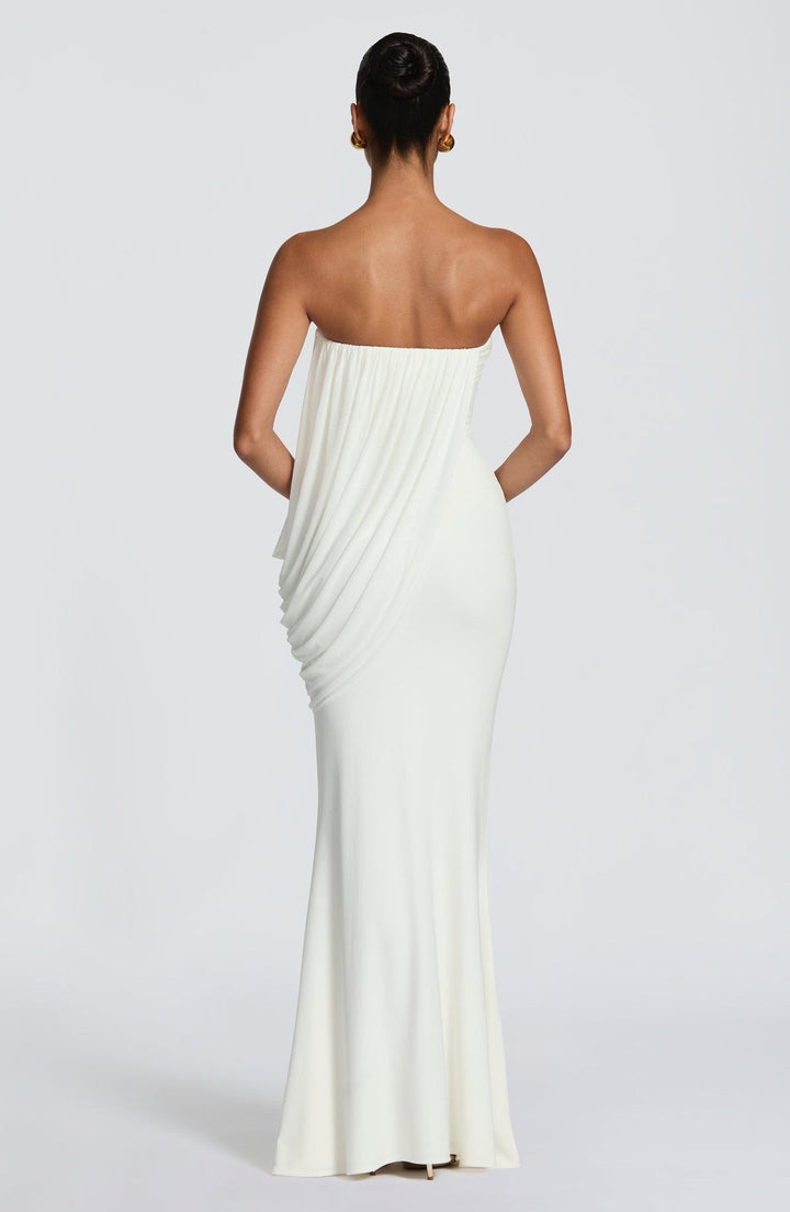 Strapless maxi dress with pleat detailing – Ronili