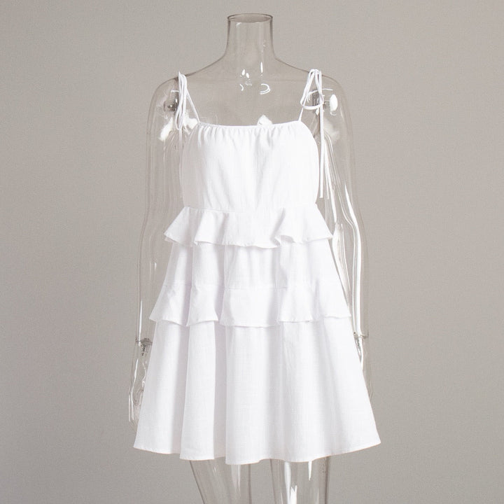 Mini Dress with Tiered Ruffle and Shoulder Tie - DANIELLA
