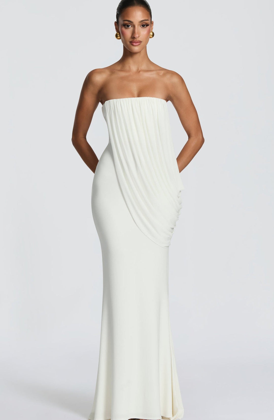 Strapless maxi dress with pleat detailing – Ronili