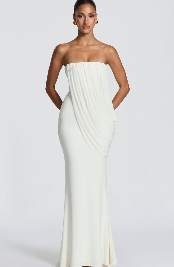 Strapless maxi dress with pleat detailing – Ronili