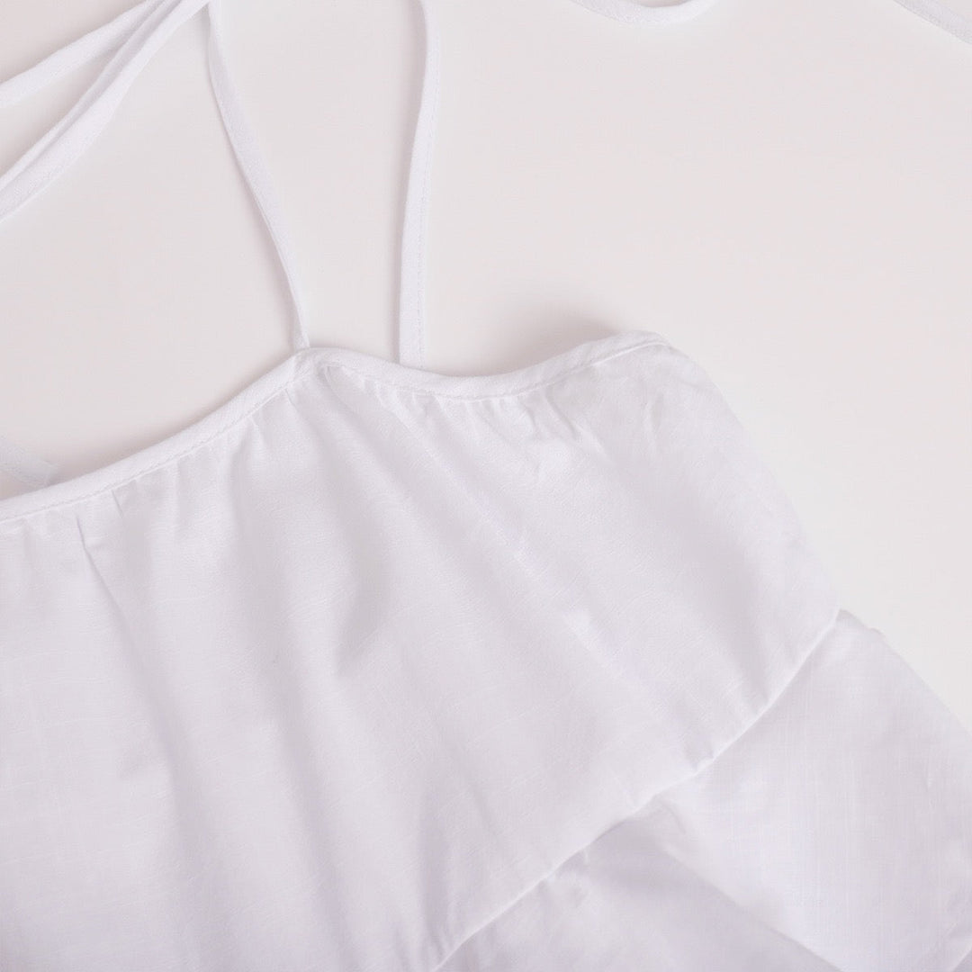 Mini Dress with Tiered Ruffle and Shoulder Tie - DANIELLA
