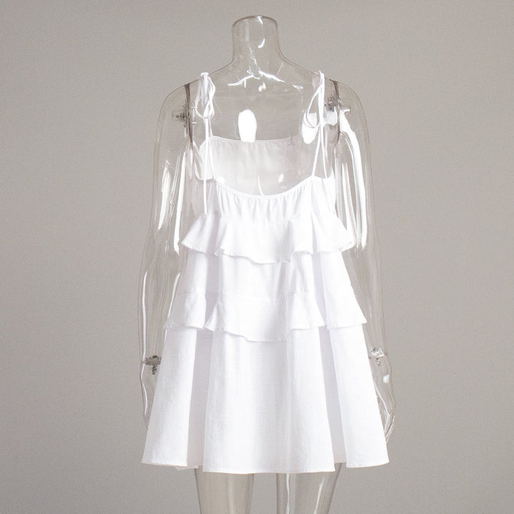 Mini Dress with Tiered Ruffle and Shoulder Tie - DANIELLA