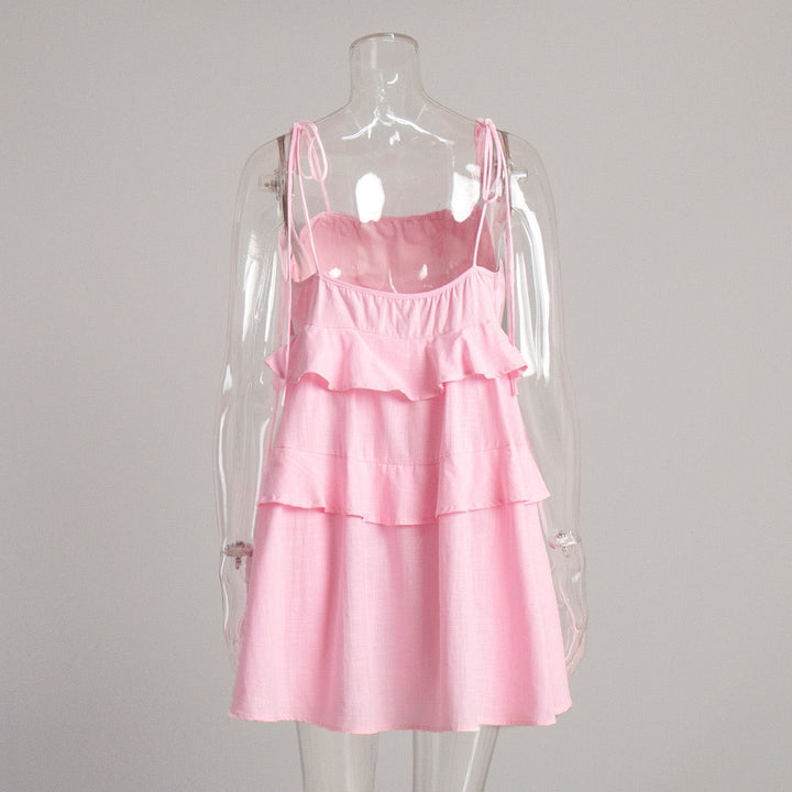 Mini Dress with Tiered Ruffle and Shoulder Tie - DANIELLA