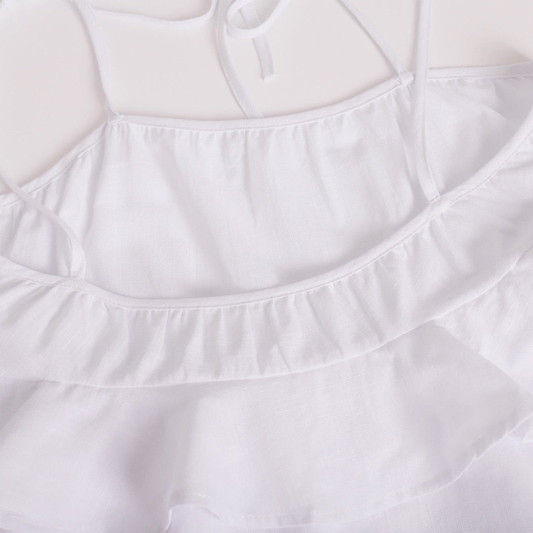Mini Dress with Tiered Ruffle and Shoulder Tie - DANIELLA