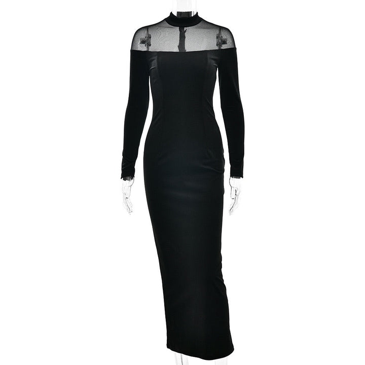 Elegant velvet maxi dress with chiffon design - Michaela