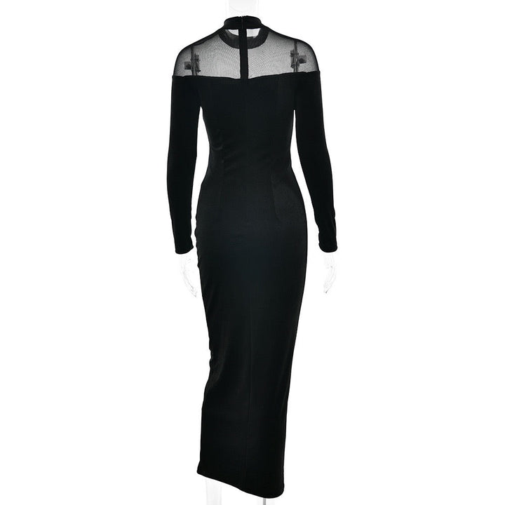 Elegant velvet maxi dress with chiffon design - Michaela