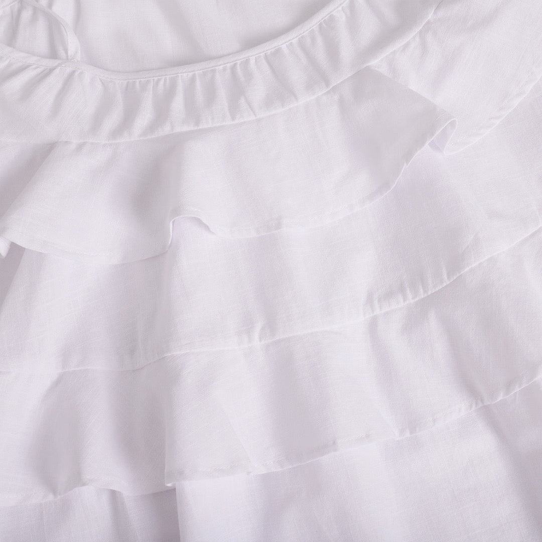 Mini Dress with Tiered Ruffle and Shoulder Tie - DANIELLA