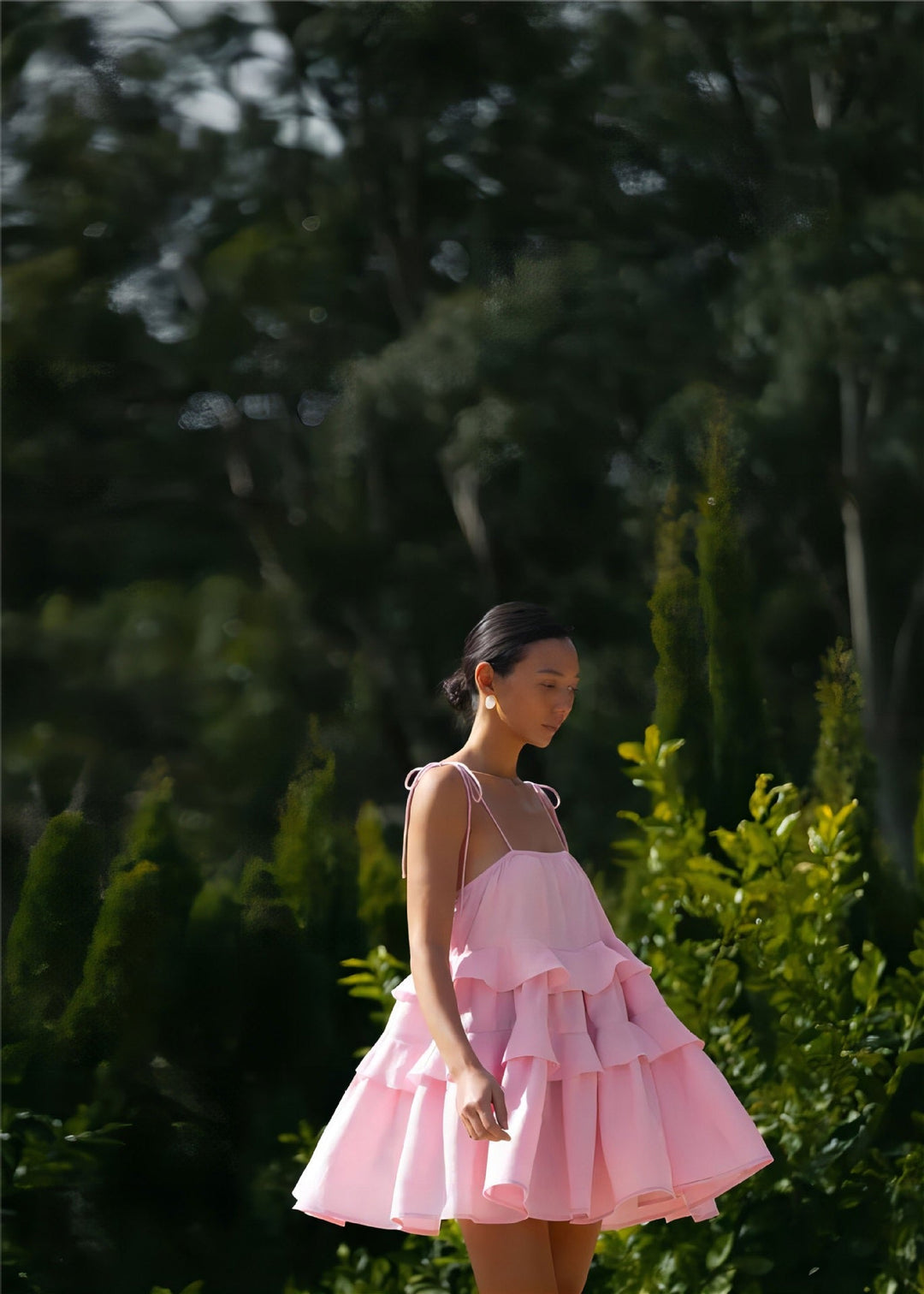 Mini Dress with Tiered Ruffle and Shoulder Tie - DANIELLA