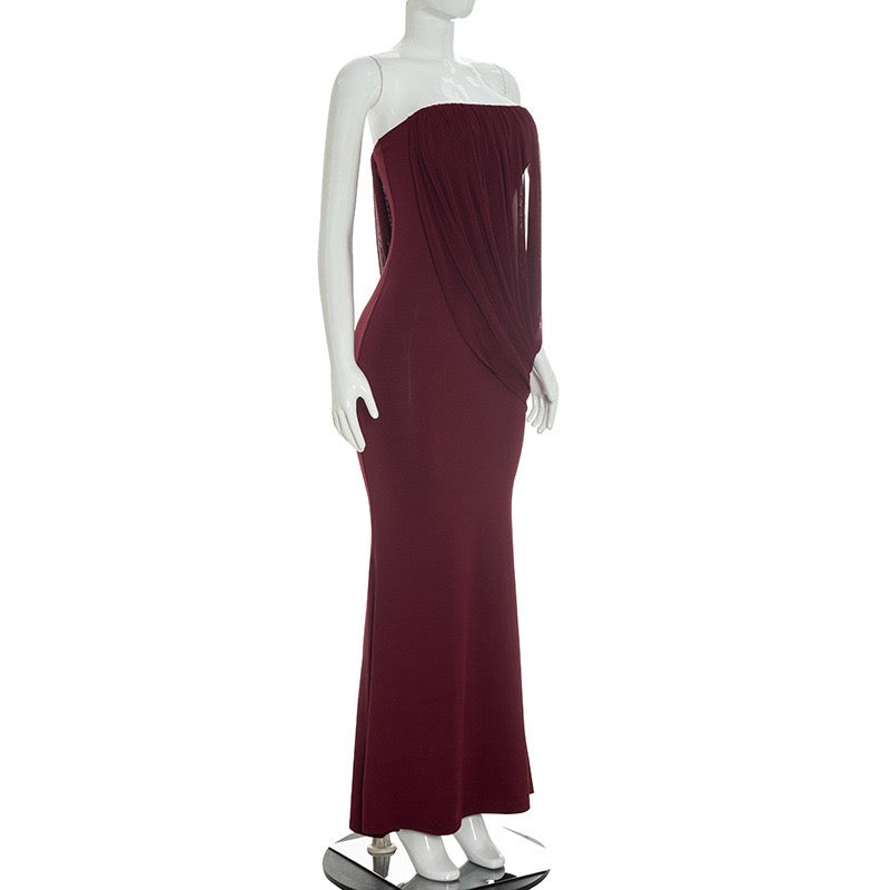 Strapless maxi dress with pleat detailing – Ronili