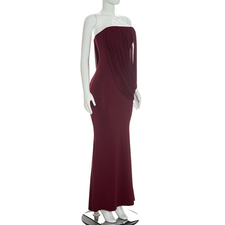 Strapless maxi dress with pleat detailing – Ronili