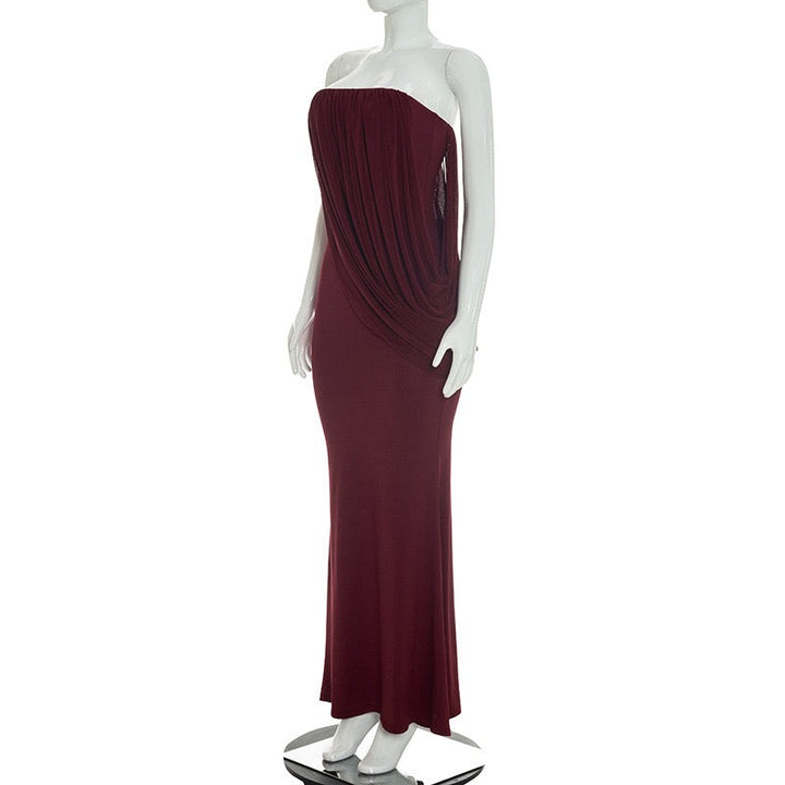 Strapless maxi dress with pleat detailing – Ronili
