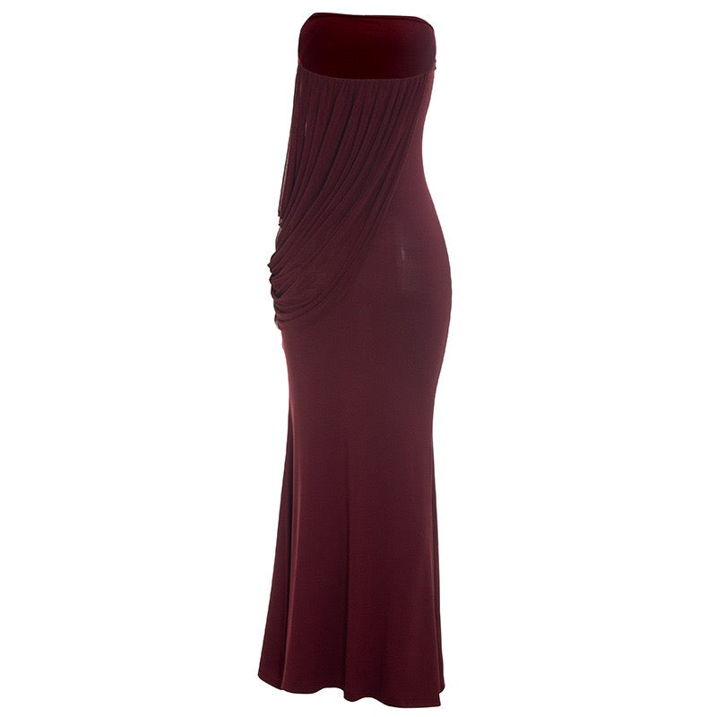 Strapless maxi dress with pleat detailing – Ronili