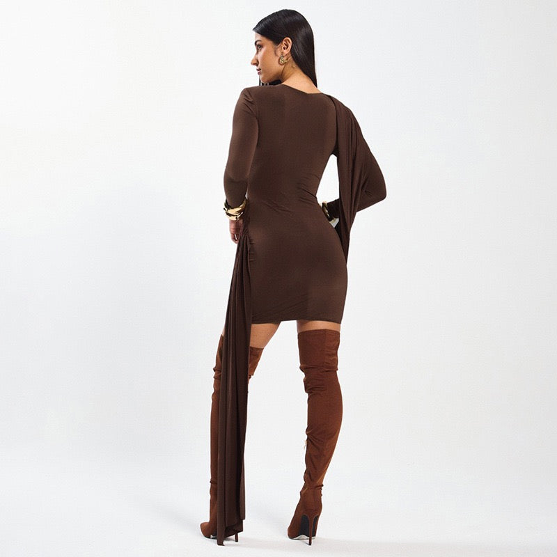 Mini Dress with Pleats and Train - PHINIX