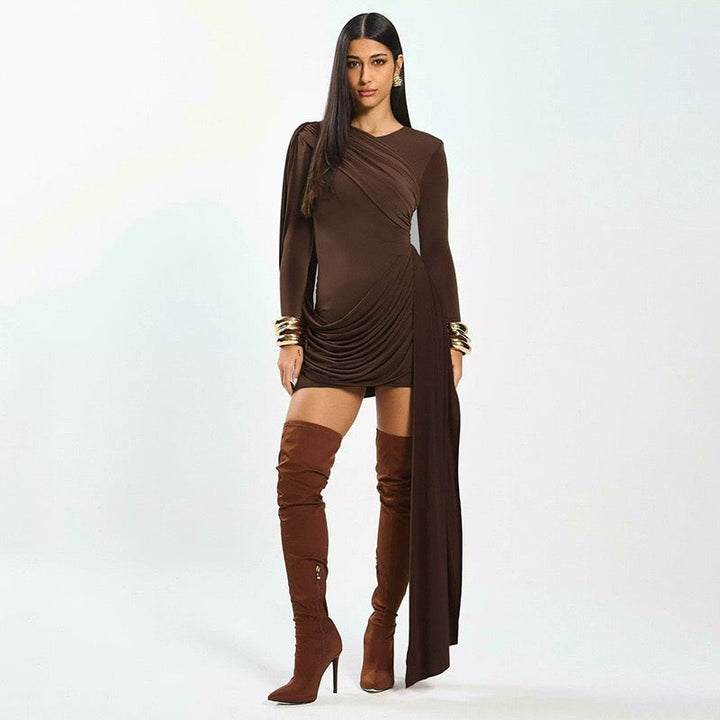 Mini Dress with Pleats and Train - PHINIX