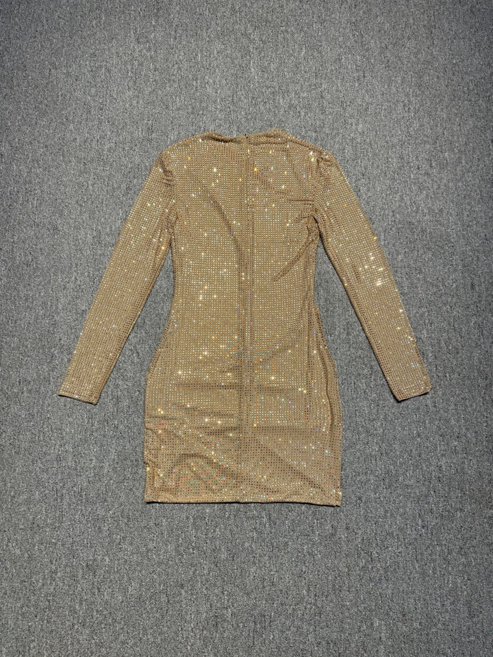 Sparkling rhinestone mini dress with a cutout design - TITI
