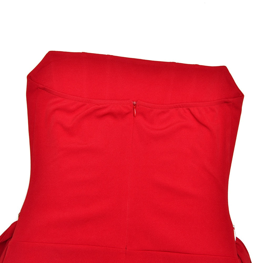 Mini strapless dress with corset and pleats with buckle decoration - Julie