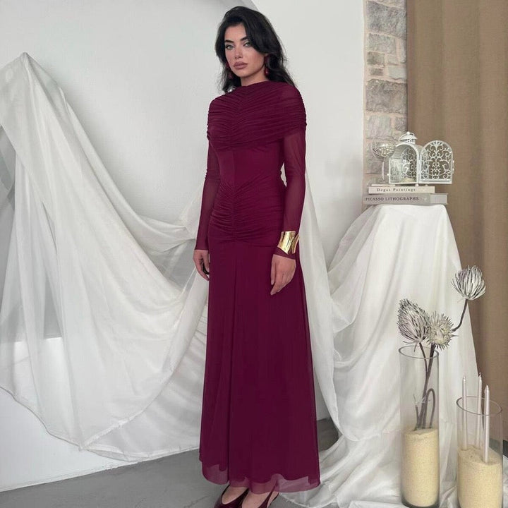 Maxi dress with ruching and chiffon design - Tzofia